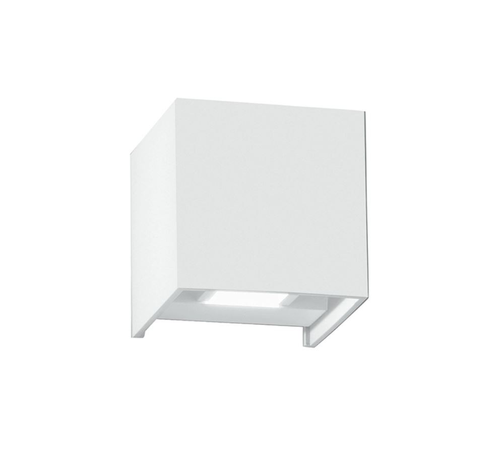 Applique Led Cubo Cm Bianco Da Esterno Luce Biemissione Alette