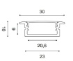 Immagine di Profilo In Alluminio Grigio 2m Incasso Cartongesso Per Strip Led max 20mm GSTP121 Gea