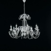 Picture of Lampadario Bianco Shabby 8 Luci Ferro Battuto e Catene Decorative Strass Damasco Be Light