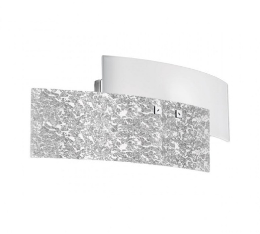 Immagine di Applique Moderna Vetro Bianco Foglia Argento Lara 46 cm Gea Luce