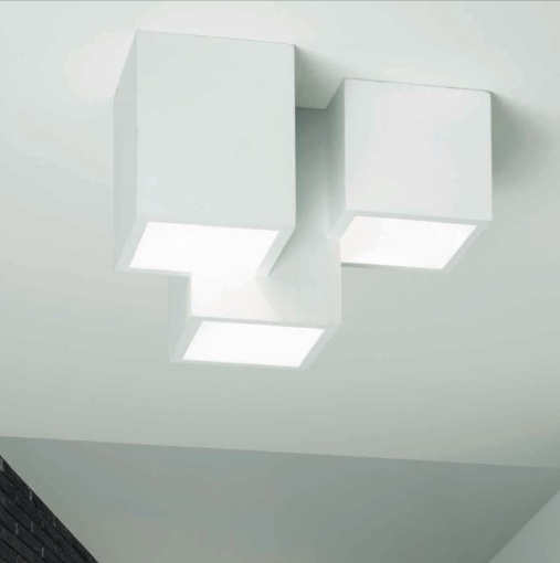 Immagine di Lampada Da Soffitto In Gesso Verniciabile Heraea 3xGU10 Led T193 Sforzin