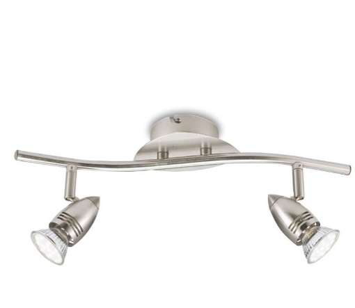 Immagine di Lampada Con 2 Faretti Led GU10 Direzionabili Parete o Soffitto Metallo Nikel Sunny Fan Europe