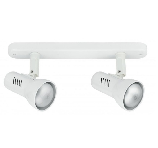 Immagine di Lampada Barra Con Faretti Orientabili Metallo Bianco 2 Luci Carrera Fan Europe