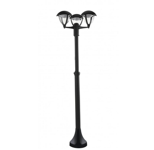 Immagine di Lampione 3 Luci Led Da Giardino Esterno Nero Megan 190 cm Intec Light