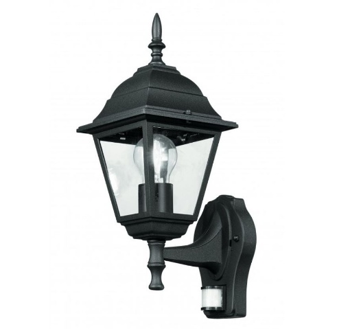 Immagine di Applique Lanterna Nera Classica Da Esterno Con Sensore Movimento Roma Intec Light