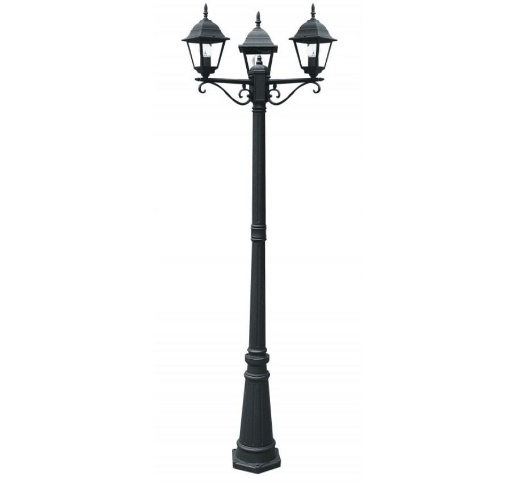 Immagine di Lampione Classico 3 Luci Per Esterni 206cm Nero IP44 Roma P3 Intec Light