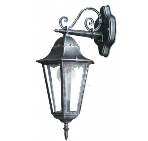 Immagine di Applique Lanterna Vintage Classica Nero Argento IP44 Firenze Verso Sotto Intec Light