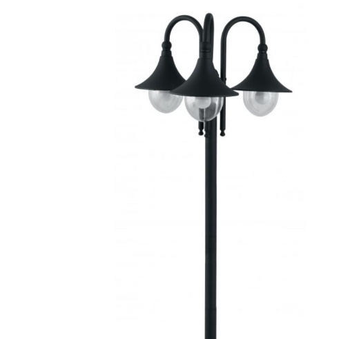 Immagine di Lampione Alto Per Esterno 3 Luci Nero IP44 190cm Pavia Intec Light