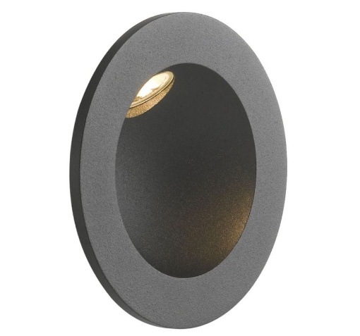 Immagine di Segnapasso Led Da Parete Esterno Incasso 68mm IP54 Onyx Rotondo Nero Intec Light