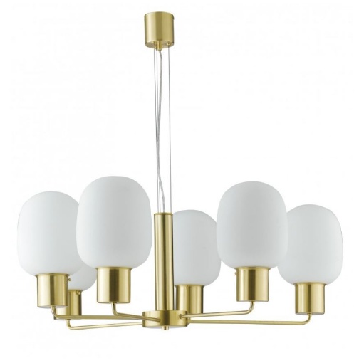 Immagine di Sospensione 6 luci oro con vetro bianco Fellini design Fan Europe