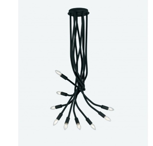 Immagine di Lampadario Design Moderno 9 Luci Orientabili Silicone Nero Lover Fan Europe