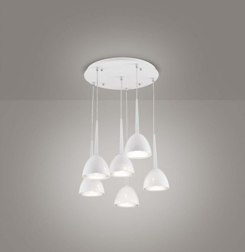 Immagine di Lampadario Salotto 6 luci Campane Metallo Bianco Bell 2322 Affralux