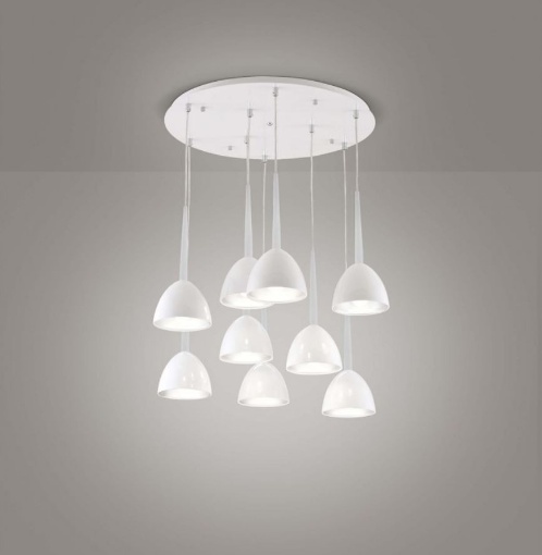 Immagine di Lampadario Moderno Campane Metallo Bianco Bell 9 luci 2324 Affralux