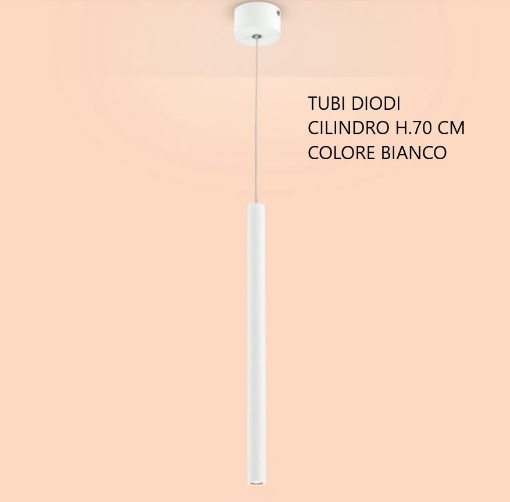 Immagine di Sospensione Led Cilindro Bianco Per Penisola Tubi Diodi 70 cm 2025L Affralux