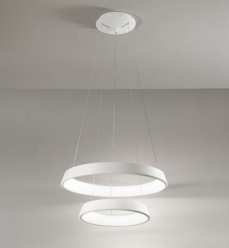 Immagine di Sospensione Anelli Diodi Doppia Ø60 cm Bianca Led 54w 2053 Affralux