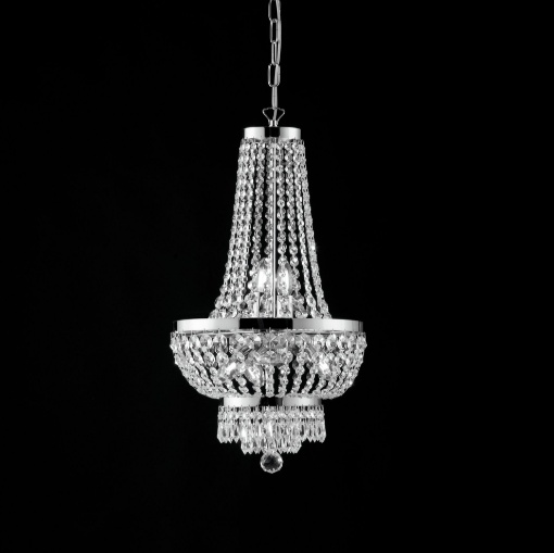 Immagine di Lampadario Cromo con Strass Decorativi in Cristallo Mozart 5 Luci Bonetti