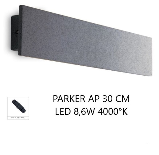 Immagine di Applique Squadrata Per Esterno Cemento Grigio Parker Led 8,6w 30 cm IP65 Intec Light