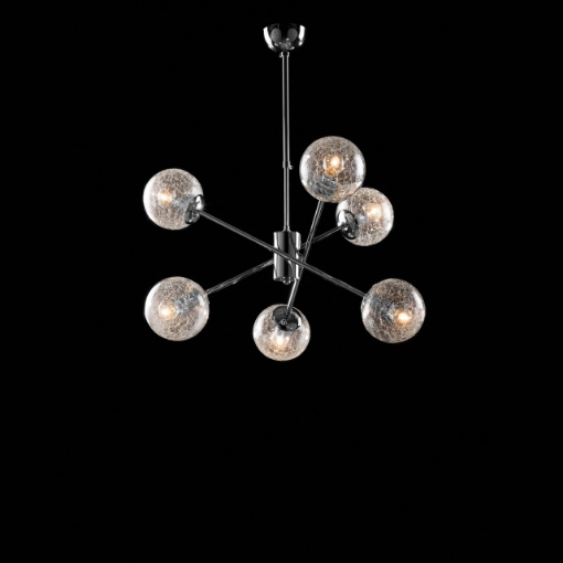 Picture of Sospensione Cromo con Sfere in Vetro Crackle Tresor 6 Luci Bonetti