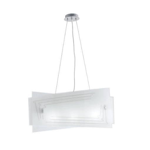 Immagine di Lampadario Vetro Bianco Decoro Graniglia 4xE27 Concept Fan Europe