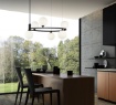 Immagine di Lampadario Moderno Anello Ring Nero 6 Sfere Vetro Bianco Maytoni