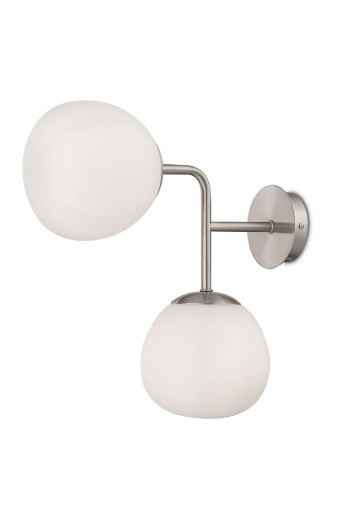 Immagine di Applique Moderna Erich Nickel 2 Sfere Vetro Bianco Maytoni