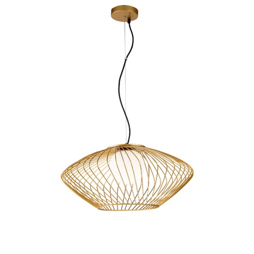 Picture of Sospensione Plec Gabbia Oro con Sfera Vetro Bianco Maytoni