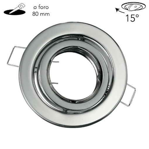 Picture of Porta Faretto Incasso Rotondo Cromo Orientabile Diam. 9,8 cm GU10