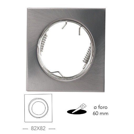 Immagine di Porta Faretto Quadrato Incasso Nickel 8,2 cm GU10