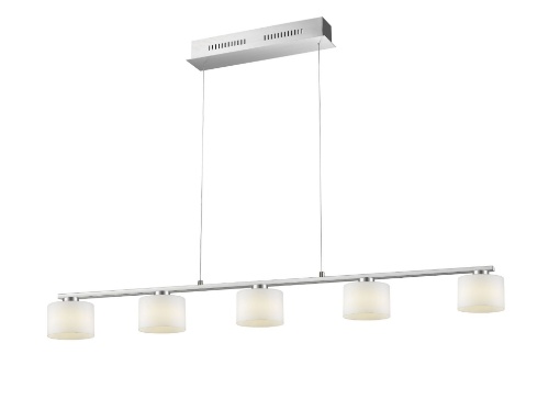 Immagine di Lampadario Nichel Lineare 5 Paralumi Vetro Led Alegro Trio Lighting