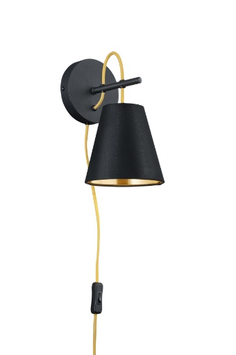 Immagine di Applique Moderna Paralume Cono Nero Andreus Trio Lighting