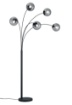 Immagine di Piantana Arco Design 5 Sfere Vetro Fumé Balini Antracite Trio Lighting