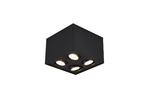 Immagine di Plafone da Soffitto Biscuit Nero 4 Spot GU10 Orientabili Trio Lighting