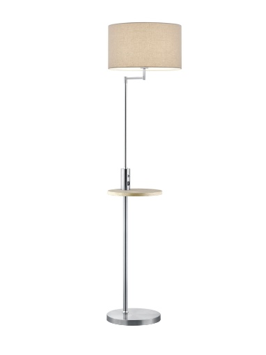 Immagine di Piantana Paralume Grigio Claas con Mensola e Porta USB Trio Lighting