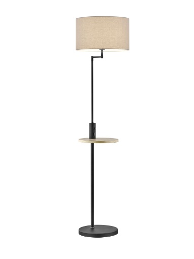 Immagine di Piantana Moderna Claas Nero con Mensola e Porta USB Trio Lighting