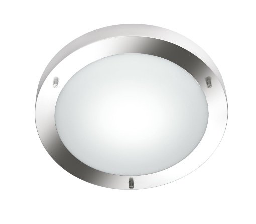 Immagine di Plafoniera Rotonda Condus Nichel con Vetro Opale IP44 Trio Lighting