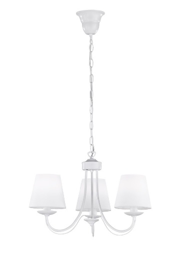 Immagine di Lampadario Bianco Contemporaneo Metallo 3 Paralumi Tessuto Cortez Trio Lighting