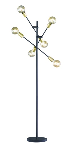 Picture of Piantana Minimal 6 Luci Orienabili Cross Nero e Oro Trio Lighting