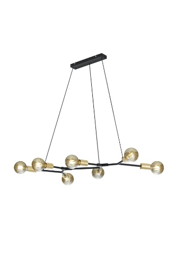 Immagine di Lampadario Sospensione Minimal 7 Luci Cross Nero e Oro Trio Lighting