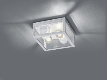 Immagine di Lampada da Soffitto Garonne Alluminio Zincato IP44 2xE27 Trio Lighting