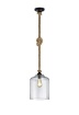 Immagine di Sospensione Vintage Corda Judith Paralume Bicchiere Vetro Trasparente Trio Lighting