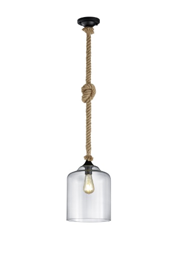 Immagine di Sospensione Vintage Corda Judith Paralume Bicchiere Vetro Trasparente Trio Lighting