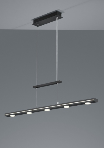 Immagine di Sospensione Nera Piastra Rettangolare 7 Led Sopra e Sotto Lacal Trio Lighting