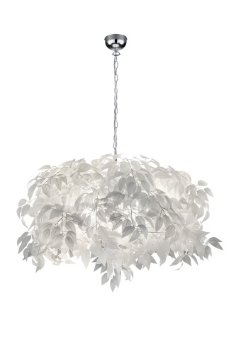 Immagine di Lampadario 4 Luci Foglie Bianche Lavabili Leavy Ø70 cm Trio Lighting