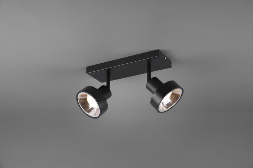 Immagine di Lampada Piastra Rettangolare Soffitto 2 Spot GU10 Orientabili Leon Nero Trio Lighting