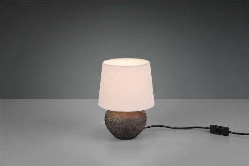 Immagine di Lumetto Ceramica Marrone Paralume Beige Lou Trio Lighting