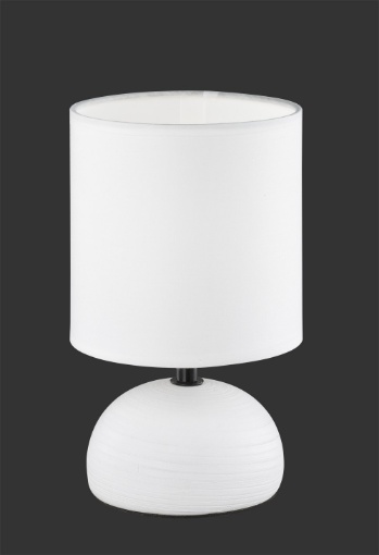 Immagine di Lumetto Bianco Base Ceramica con Paralume Tessuto Trio Lighting