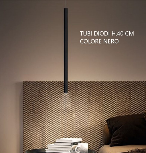 Immagine di Sospensione Led Quadrata Per Comodino Tubi Diodi 40 cm Nero 2026N Affralux