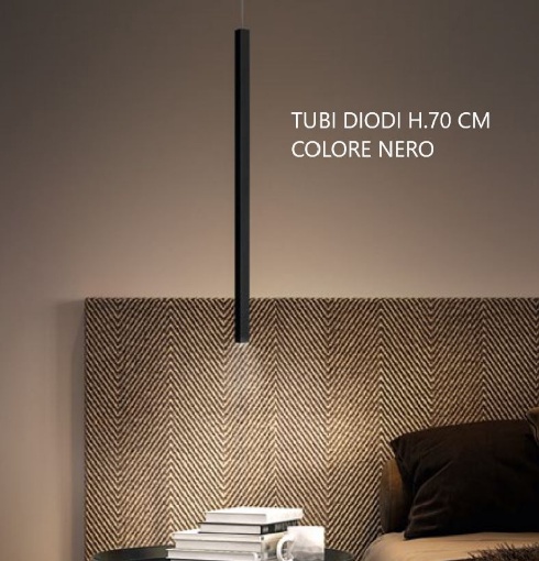 Immagine di Sospensione Led Quadrata Tubi Diodi 70 cm Nero 2026L Affralux