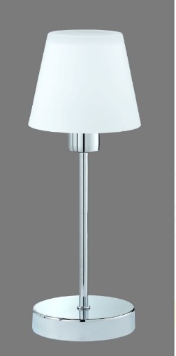 Immagine di Lumetto con Sensore Touch Luis II Cromo Paralume Vetro Bianco Trio Lighting