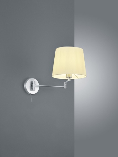 Immagine di Applique Braccio Orientabile Nichel e Paralume Bianco Lyon Trio Lighting